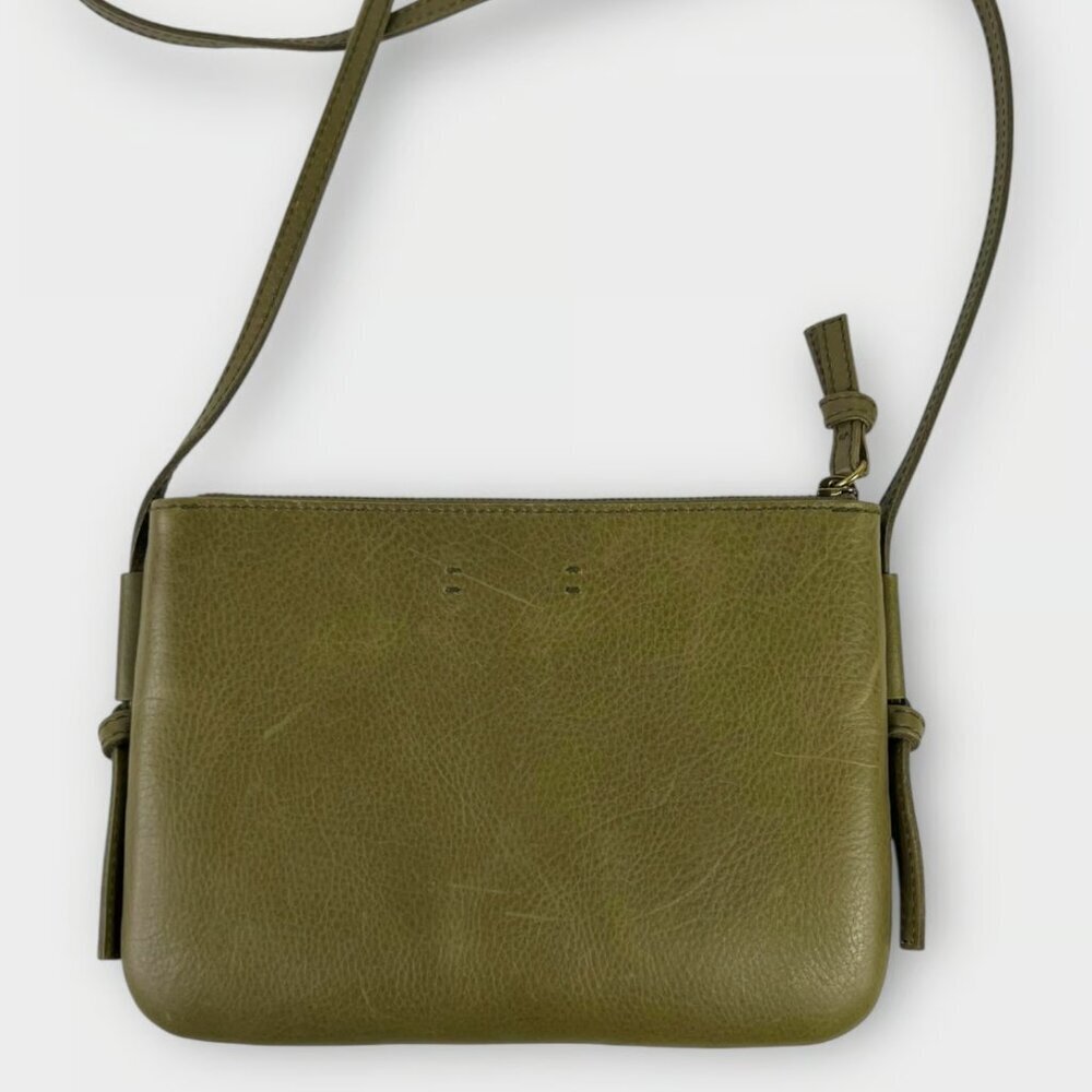 NWT Madewell The Knotted Olive Genuine Leather Crossbody Bag w Pockets
